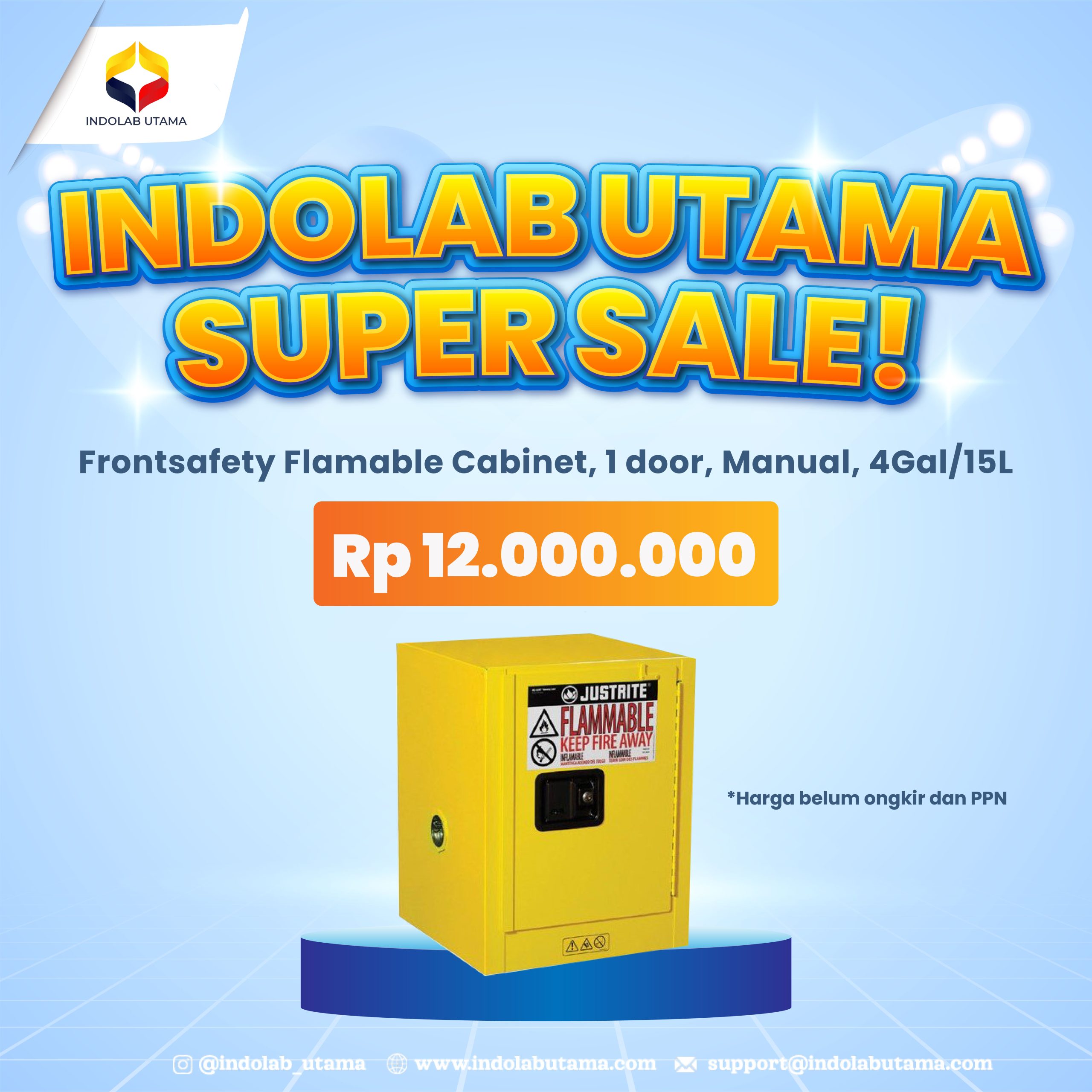 PROMO Frontsafety Flamable Cabinet, 1 door, Manual, 4Gal/15L Rp 12.000.000,-